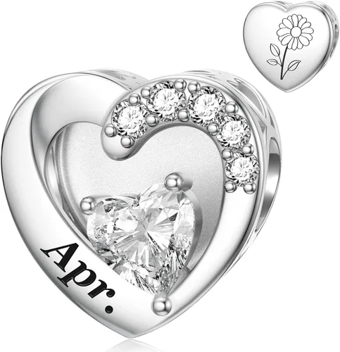 Vista 17 de SEVENWELL Dijes de piedra natal con flor grabada para el mes de nacimiento, pulsera de plata de ley 925, feliz cumpleaños para mujer