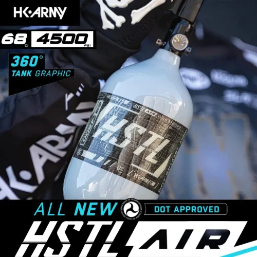 Vista 2 de HK Army 68ci 4500psi HPA Paintball Tanque - HSTL Fibra de Carbono - Gris