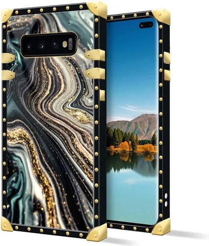 Vista 6 de Funda compatible con Samsung Galaxy S10 Plus, J Crown Queen con estampado de leopardo de lujo, elegante, suave, TPU a prueba de golpes, protección