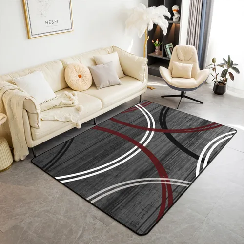 Vista 24 de Alfombra de área en espiral colorida de 3 x 5 pies, abstracta y moderna geométrica, decoración de remolinos, antideslizante, para hombres, mujeres