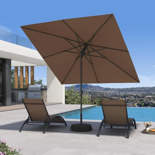 Vista 33 de PURPLE LEAF Sombrilla LED para patio y piscina, 5 x 8 pies, con base para Beige