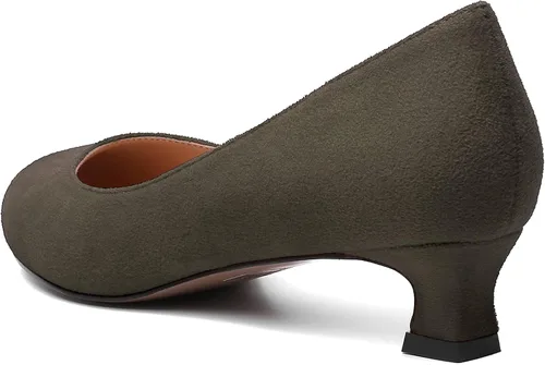 Vista 7 de MERRORI Zapatos de vestir de gamuza para mujer, de tacón bajo, de tacón bajo, de color liso, casual, para oficina, gatito, de 1.5 pulgadas