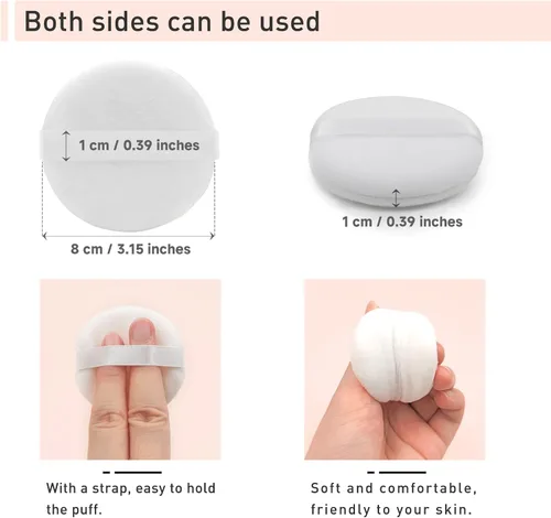Vista 6 de 4 almohadillas de algodón para polvo, esponja de maquillaje suave para base de polvo suelto, almohadillas para la cara, base cosmética corporal 3.15