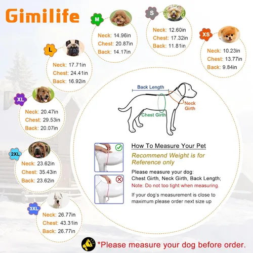 Vista 4 de Abrigo de invierno cálido para perros, Gimilife - Suéter para perros, abrigos impermeables para climas fríos, ropa para mascotas, chaqueta