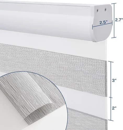 Vista 5 de Keego Zebra - Persianas enrollables sin cordones, de tamaño personalizado, de doble capa, control de luz, fácil instalación