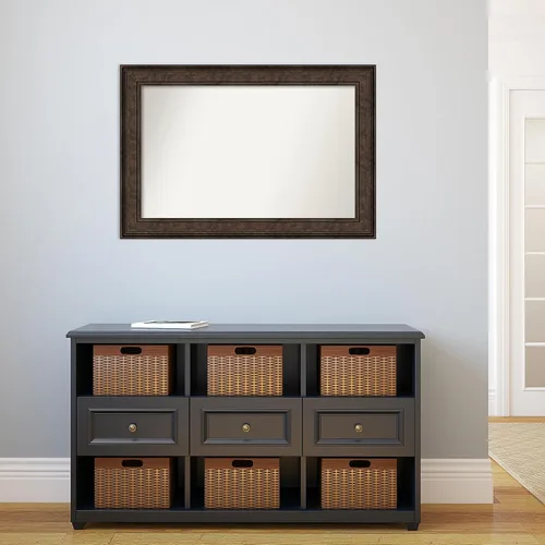Vista 922 de Amanti Art Espejo de pared personalizado no biselado (25 x 25 pulgadas), marco de bronce acentuado, varios tamaños personalizados, espejo de baño