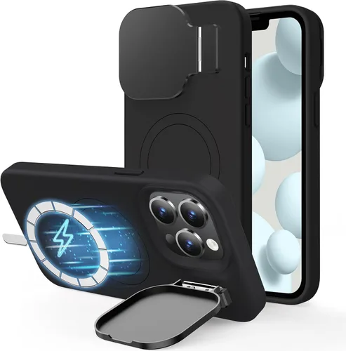 Vista 19 de Silverback Funda para iPhone 14 Pro Max con funda para cámara, compatible con MagSafe, con soporte integrado, funda magnética translúcida mate a