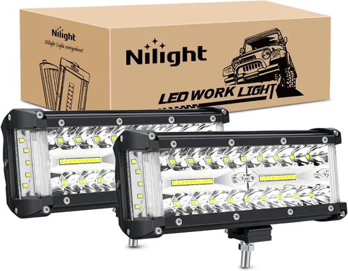 Vista 13 de Nilight - Barra de luz lateral de 17,78 cm, triple fila, haz puntual y disperso, luz de trabajo todoterreno para camiones, SUV, ATV, UTV
