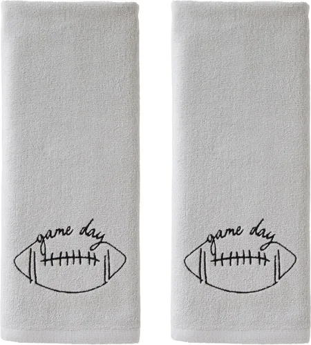 Vista 8 de SKL Home Set de 2 toallas de mano de fútbol de otoño/otoñal Jacqaurd 100% algodón para baño/cocina/bar y regalo, color marrón claro