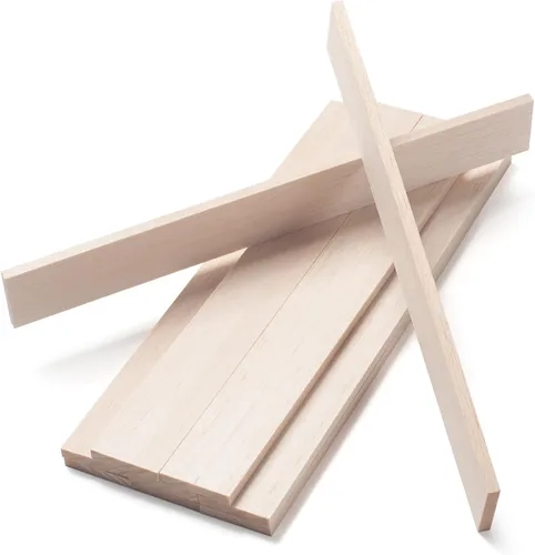 Vista 18 de Palitos de madera de balsa, tiras de madera de balsa, 20 varillas cuadradas de madera de 1/2 x 12 pulgadas para manualidades, palos de madera sin