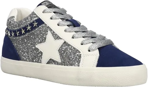 Vista 2 de VINTAGE HAVANA Mujeres Bounce Glitter Lace Up Zapatillas Casual Zapatos Casual - Azul, Plata