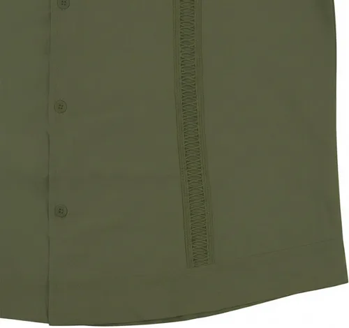 Vista 9 de Camisas de guayabera cubana para hombre, manga corta, sin doblar, con botones, color sólido, camisas de boda para trabajo, camisas casuales