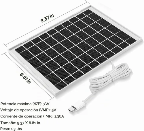 Vista 3 de Paquete de 2 cargadores de cámara de panel solar de 5 V 7 W para cámara SimpliSafe al aire libre y cámara de seguridad al aire libre Serie 2 Cable