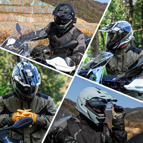 Vista 7 de TRIANGLE - Cascos de motocicleta para adultos, para bicicleta de tierra, ATV, deportes duales, casco integral con visera tintada, aprobado por DOT