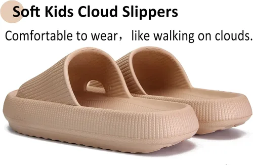 Vista 2 de sharllen Sandalias de nube para niños y niñas, pantuflas de casa, cómodas pantuflas de nube para niños, antideslizantes, para niñas, sandalias