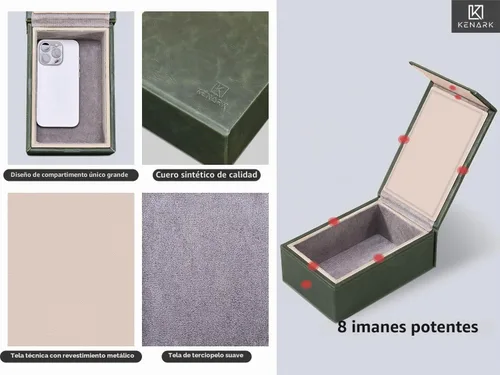 Vista 6 de KK7-DG Faraday - Caja protectora, blindaje de señal, llave antirrobo de coche y bloqueador RFID para vehículos, diseño compacto (verde aguamarina)
