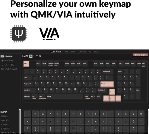 Vista 3 de Keychron Q5 96% Layout Perilla de teclado mecánico personalizada con cable intercambiable en caliente, versión barebone, macro programable QMK/VIA