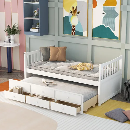 Vista 11 de Cama doble capitán con nido y cajones para niños, adolescentes y adultos, gris