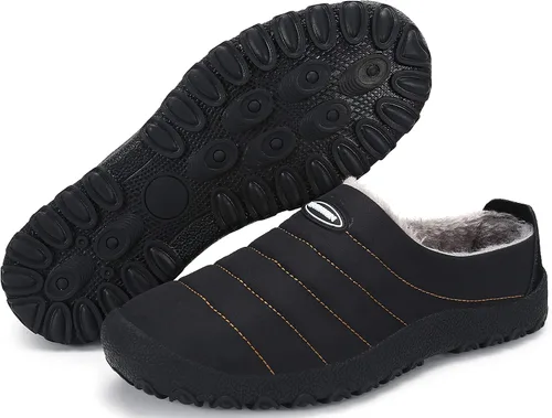 Vista 2 de UBFEN - Pantuflas cálidas de invierno para hombre y mujer con forro de felpa mullida, zapatos de casa con suela de goma antideslizante
