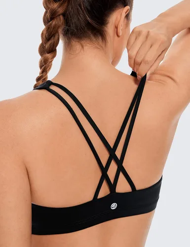 Vista 4 de CRZ YOGA Brasier para deportes de bajo impacto para mujer con tirantes sin varillas acolchado Yoga Bra Tops