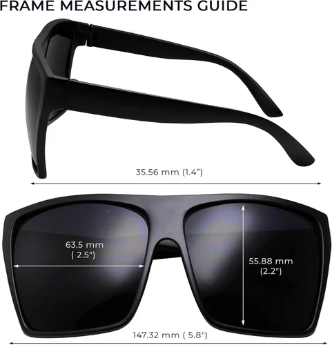 Vista 5 de grinderPUNCH - Gafas de sol de gran tamaño con parte superior plana, color negro
