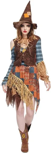Vista 5 de EraSpooky Disfraz de espantapájaros malvado para mujer, kit de vestido de paja para Halloween