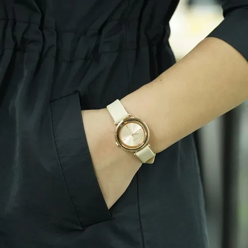 Vista 6 de Reloj de mujer con diamantes para muñeca pequeña, correa de cuero con lente de cristal para mujer, resistente al agua