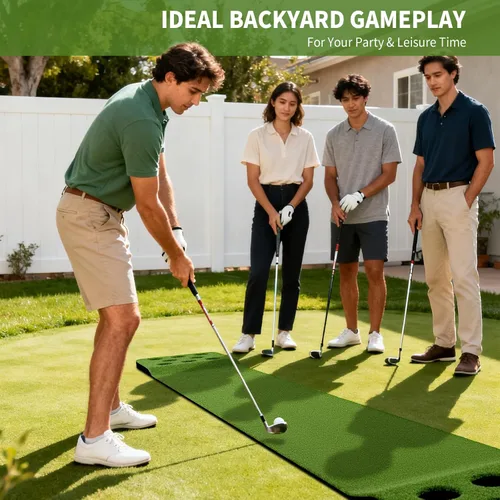 Vista 2 de Wekin Alfombra de práctica de golf para interiores con 2 putters, 2 bolas, 12 cubiertas de hoyo, tapete de entrenamiento de golf para juego