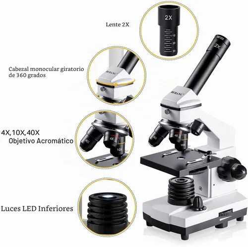Vista 3 de Microscopio para adultos y niños, 100X-2000X BEBANG Microscopio compuesto con portaobjetos de microscopio, kit de microscopio para niños