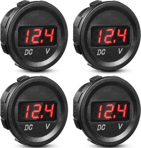 Vista 8 de Frienda Medidor de voltaje de automóvil de 12 V CC, pantalla LED, voltímetro digital de panel redondo, voltímetro compatible con vehículos