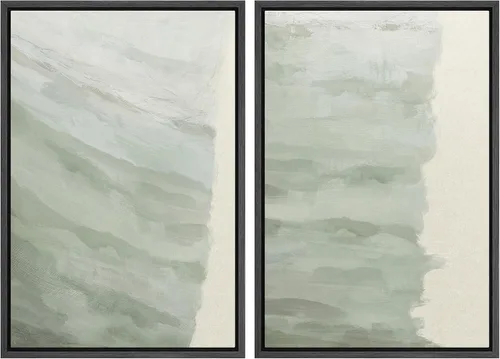 Vista 85 de Ashbrook - Set de arte de pared en lienzo enmarcado, tonos orgánicos de la tierra en beige y marrón con ilustraciones de trazos circulares, arte