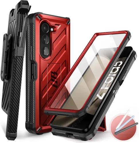 Vista 11 de SUPCASE Funda para Samsung Galaxy Z Fold 5 con soporte incorporado, color negro Built-in Screen Protector, Detachable Belt Clip, S Pen Holder