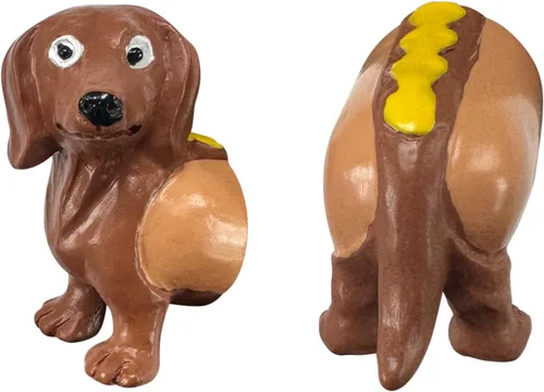 Vista 2 de Outset Soportes para maíz, diseño de perro salchicha, juego de 4 pares, asas de maíz para perros Keep Corn On A Leash Dachshund & Weiner Dog