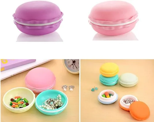 Vista 6 de Estuche colorido de macarrón, caja de almacenamiento de joyas de macarrón, caja de almacenamiento portátil de viaje para dulces, macarrón, caja