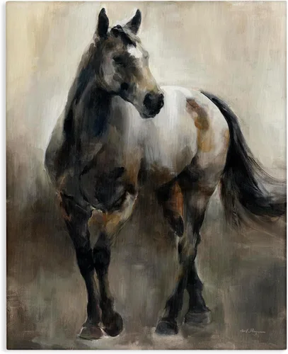 Vista 11 de Retrato de caballo semental negro' Arte en lienzo