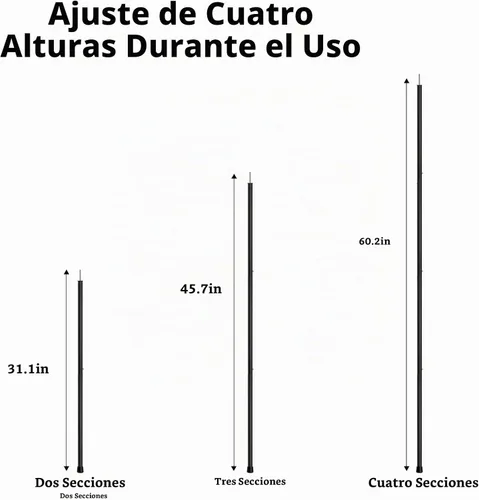 Vista 2 de SANLIKE Postes de aluminio de 60 pulgadas, postes de lona impermeables para Negro-4 secciones