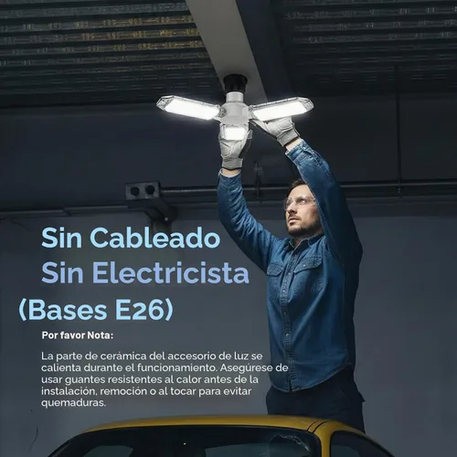 Vista 5 de SANSI Luces de garaje, equivalente a 300 W. Iluminación de garaje LED de techo, luz deformable para taller, 30 W 5000 K luz diurna atornillada