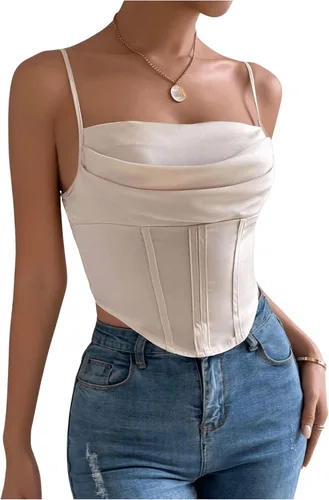 Vista 4 de SHENHE Camiseta sin mangas fruncida con dobladillo asimétrico fruncido para mujer
