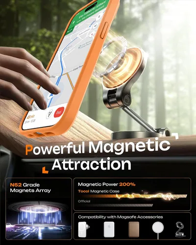 Vista 103 de TOCOL Funda para iPhone 11, compatible con Magsafe, protección completa de cámara, imanes integrados, protección contra caídas, funda translúcida