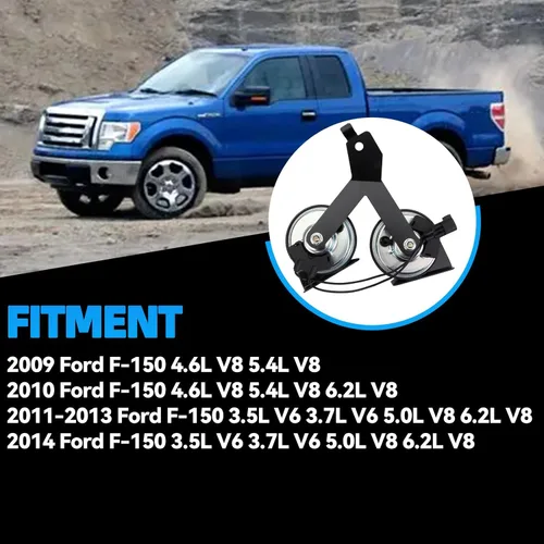 Vista 2 de Conjunto de bocina doble con soporte compatible con Ford F-150 FX2 FX4 Harley-Davidson King Ranch Lariat Platinum 3.5L 5.0L Piezas de repuesto