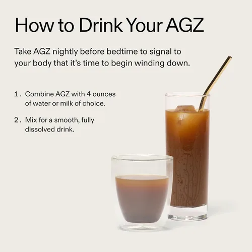 Vista 2 de AG1 AGZ Sleep Drink - 30 unidades de polvo calmante para dormir, mezcla nocturna sin melatonina con magnesio, ashwagandha, azafrán y valeriana
