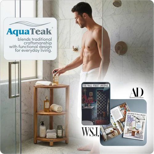 Vista 7 de AquaTeak Kai™ Petite - Soporte de almacenamiento de ducha de esquina de teca