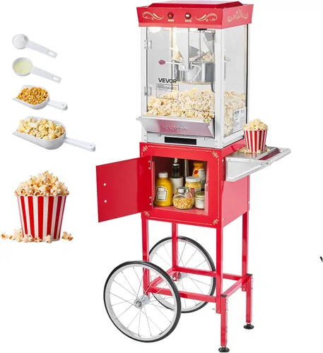 Vista 11 de VEVOR - Máquina comercial para hacer palomitas, hervidor de 8 oz, máquina de palomitas de 850 W para 48 tazas por tanda, máquina de palomitas