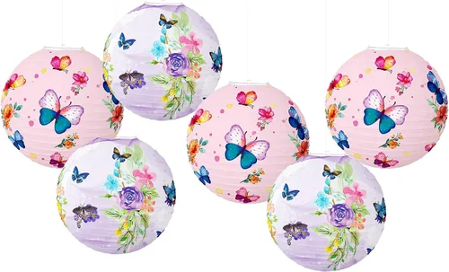 Vista 8 de Faroles de papel de pesca Bobber redondos, 12 linternas de papel colgantes rojas y blancas para pescadores, suministros de decoración de fiestas