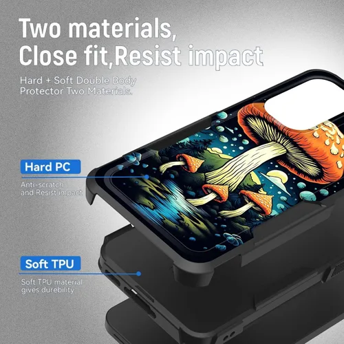 Vista 94 de Funda para Galaxy A14 5G, resistente de doble capa híbrida de policarbonato duro, goma suave, a prueba de golpes, funda protectora resistente