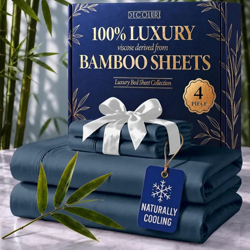 Vista 22 de DECOLURE Sábanas 100% Viscosa Derivada de Bambú Tamaño Individual - Sábanas de Lujo de 3 Piezas Naturalmente Refrescantes, Juego de Cama Ultra Suave