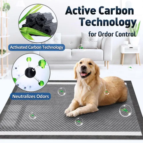 Vista 6 de Gimars - Almohadillas de carbón para orina de perros con control de olores 4XL, extragrandes de 36 x 36 pulgadas, 9 capas extra absorbentes, a