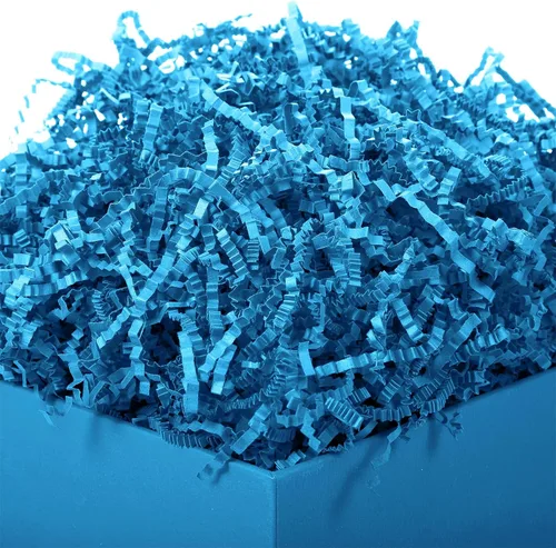 Vista 8 de Outus Papel de corte arrugado azul de 0.5 libras, papel triturado para cesta de regalo, tejido de hierba para graduación, Pascua, boda, cumpleaños