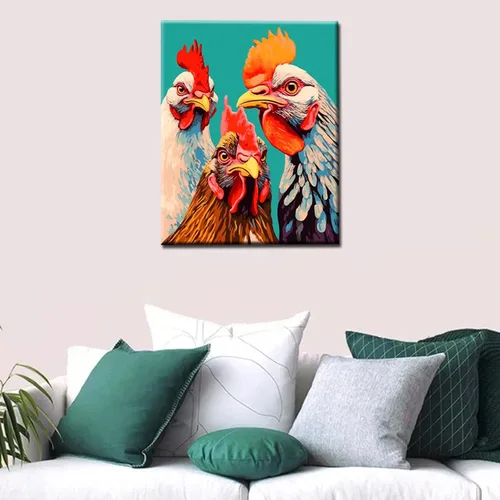 Vista 3 de Tucocoo Bumbers - Pintura de animales de granja para adultos, pintura acrílica por números, pintura acrílica, lienzo, decoración de cocina, gallo