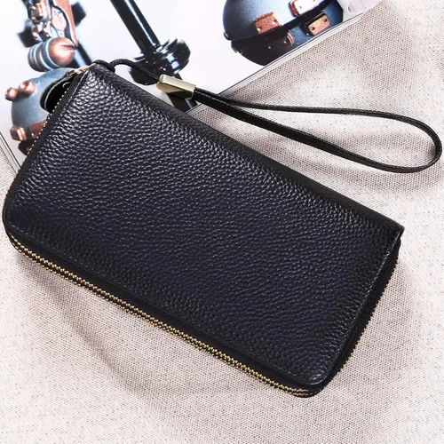 Vista 6 de SENDEFN Cartera grande de cuero con bloqueo RFID y cremallera alrededor para mujer, tarjetero de crédito con bolsillo con cremallera, Doble